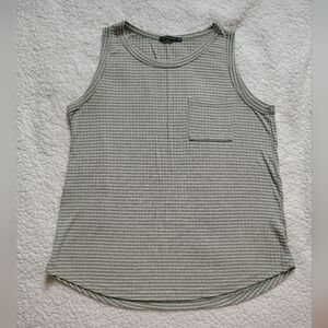 Staccato Women's Medium Green & White Waffle Knit Sleeveless Top